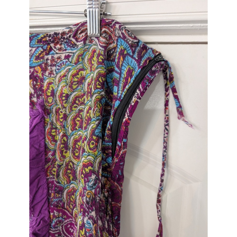 Jayli Purple Paisley Peacock Print Ruffle Maxi Skirt Bohemian gypsy ren faire - Picture 2 of 6